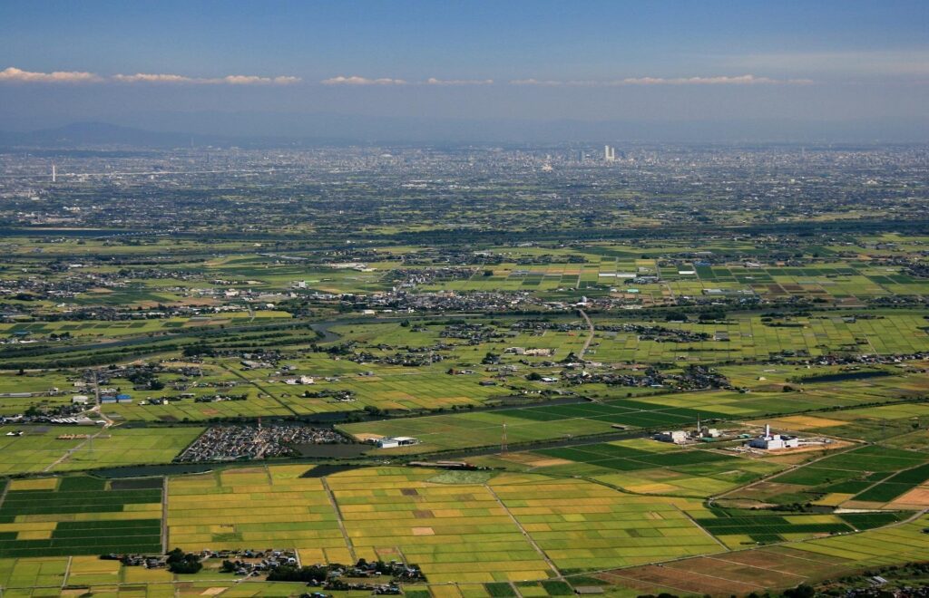 上空からの街と農地