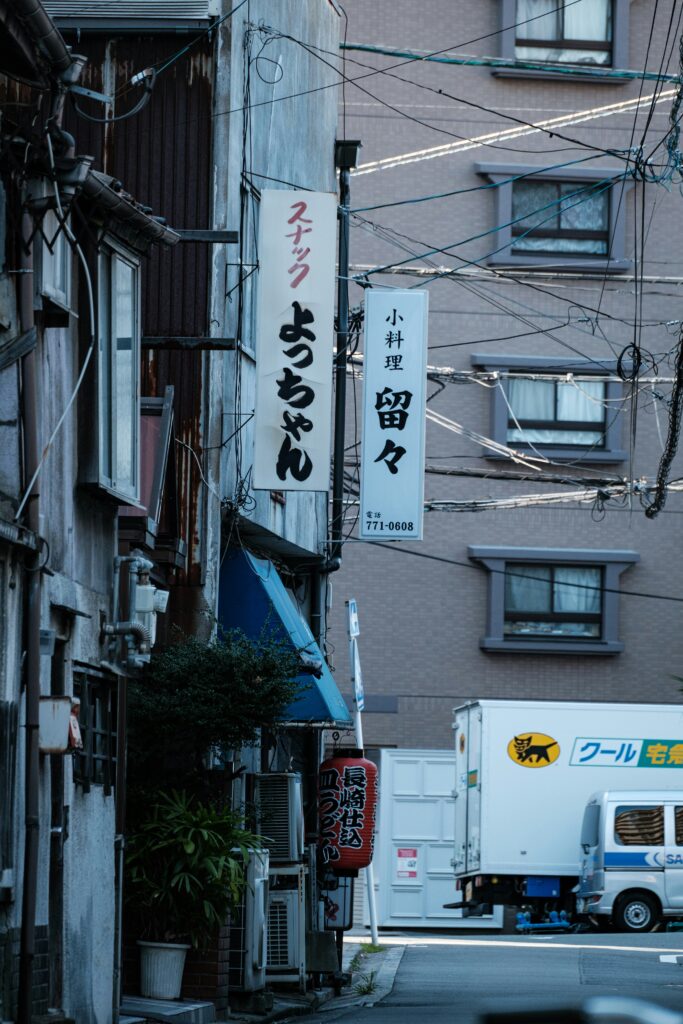 道路脇に駐車した白いトラック