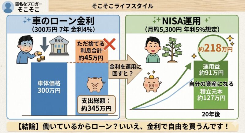 7年ローンの「金利」を「NISA」のシミュレーション結果